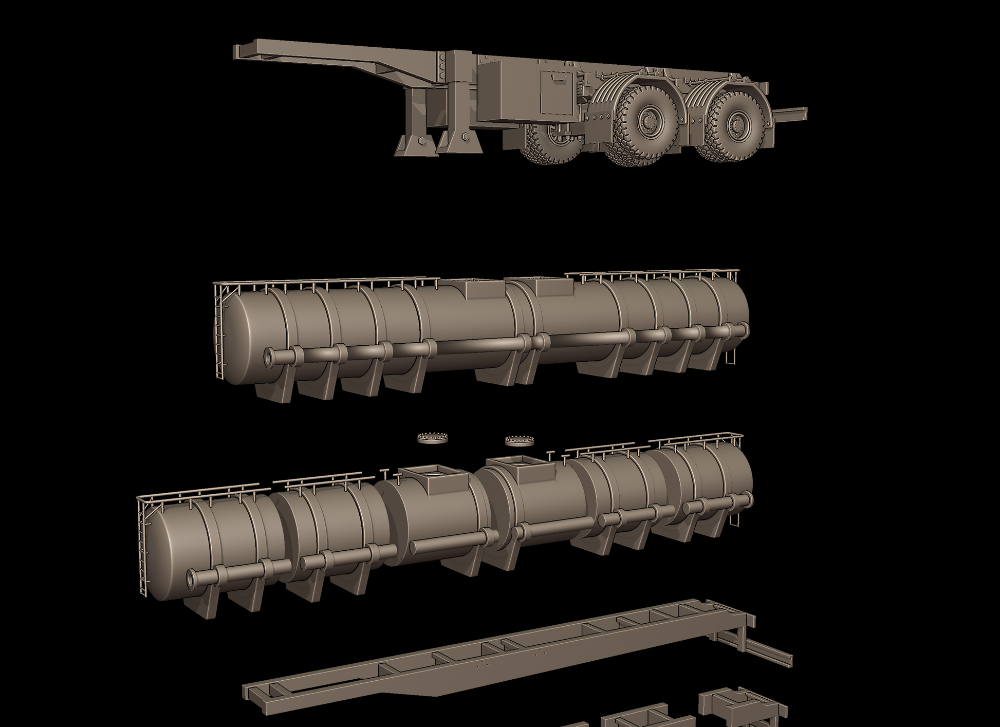 STL FILE CIRCULAR TRAILER TANKER 3d print model - ARTISTIT