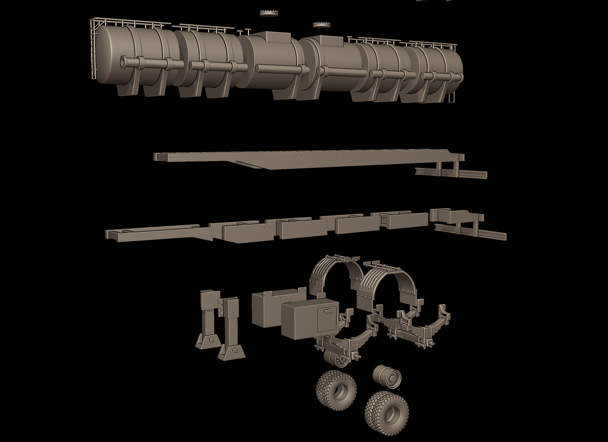 STL FILE CIRCULAR TRAILER TANKER 3d print model - ARTISTIT