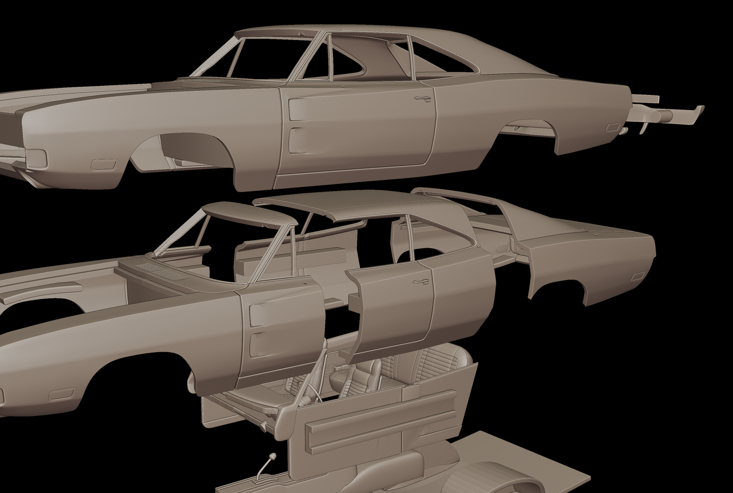 DODGE Charger RT 1969 3D PRINT MODEL