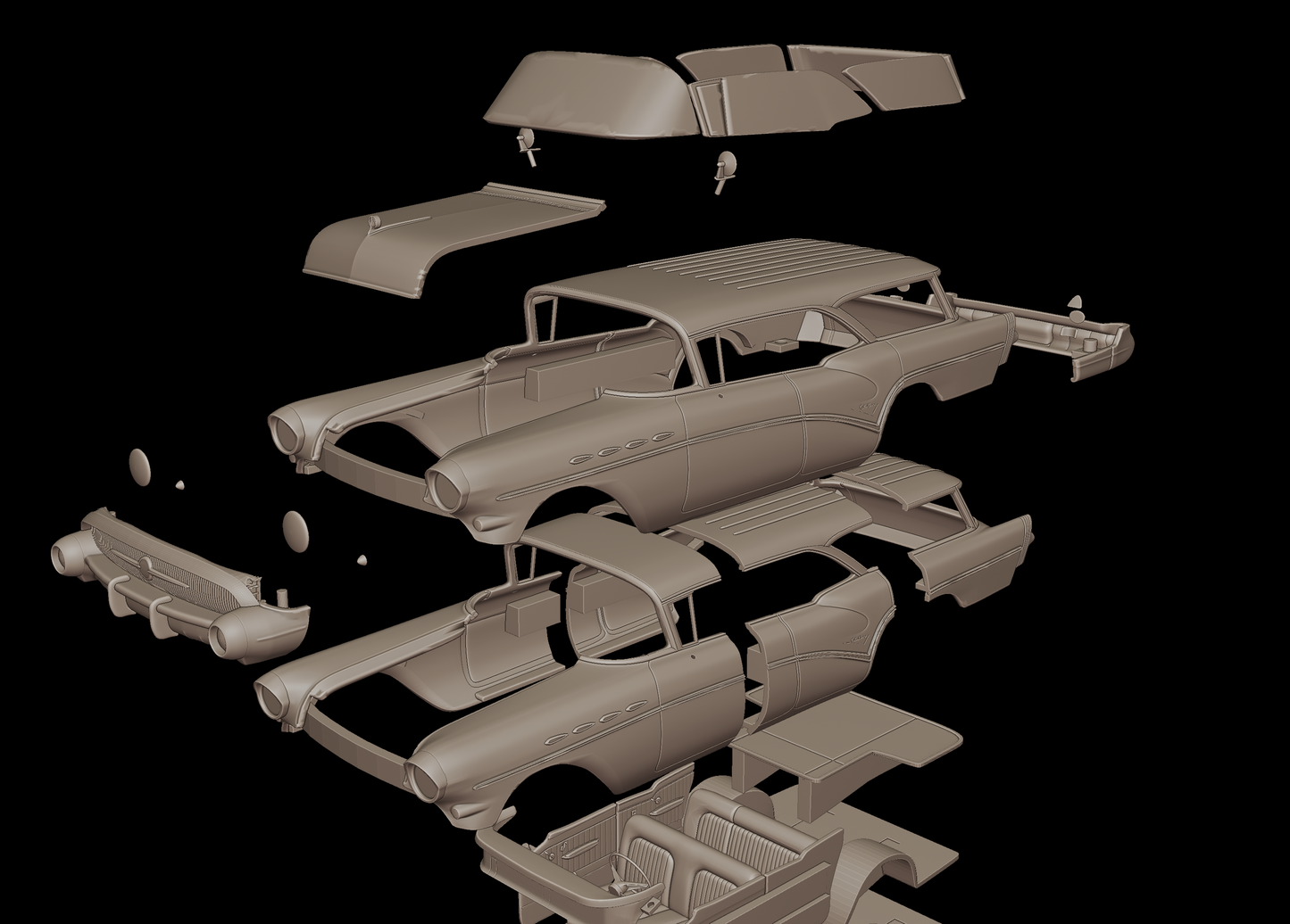 Buick Century Caballero Wagon 1957 3d print model