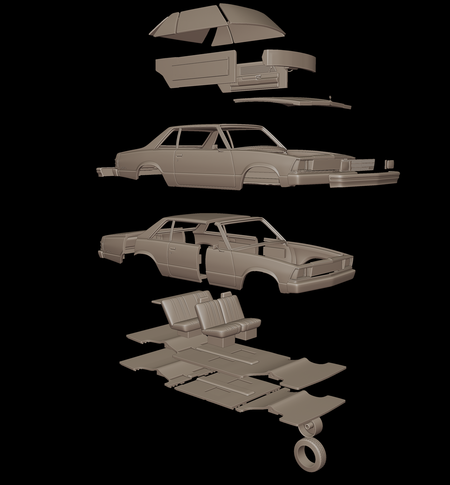 chevrolet malibu classic 1980 two doors 3d print model