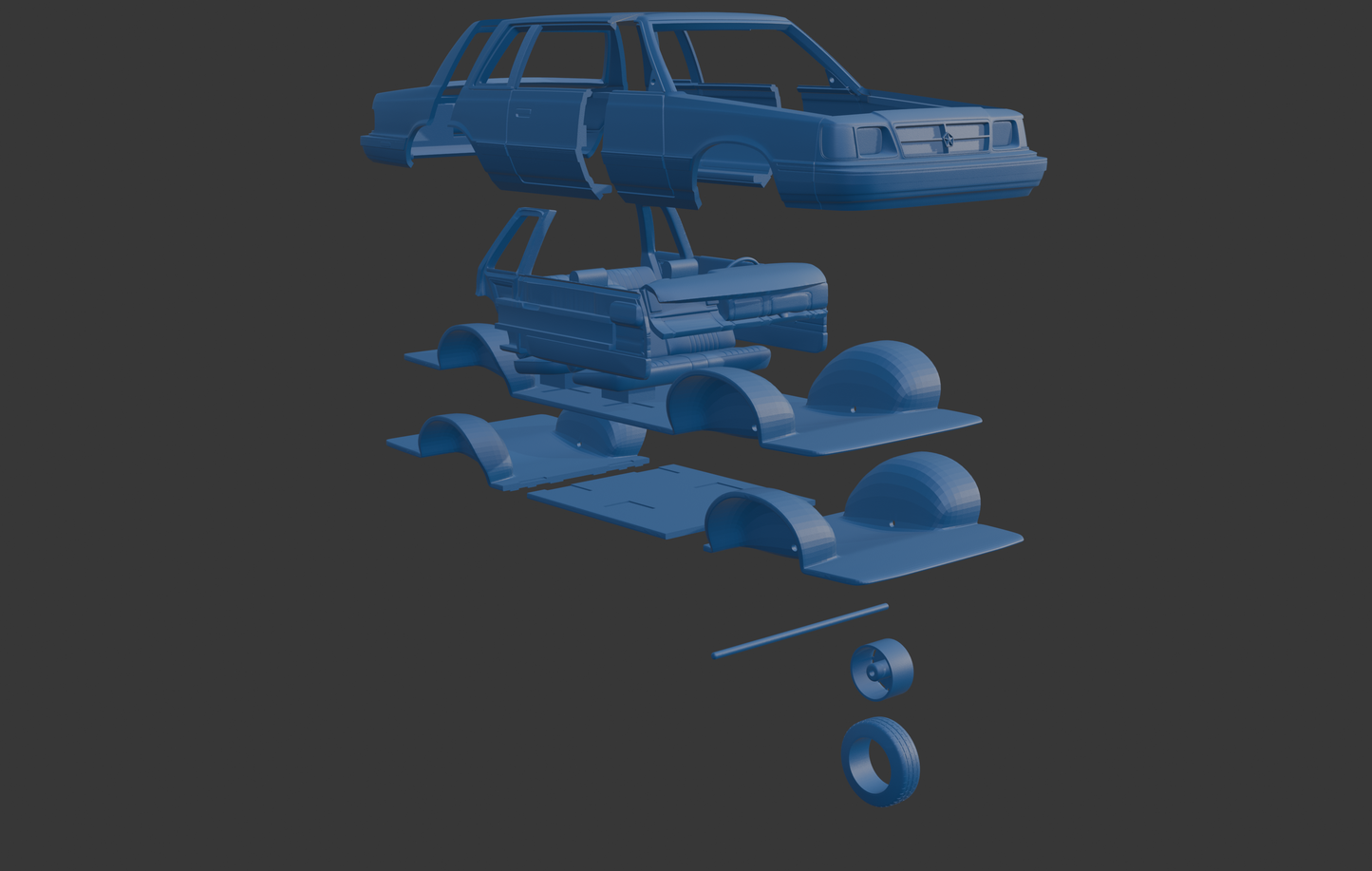 Dodge Aries K Sedan 1988 two doors 3D PRINT MODEL