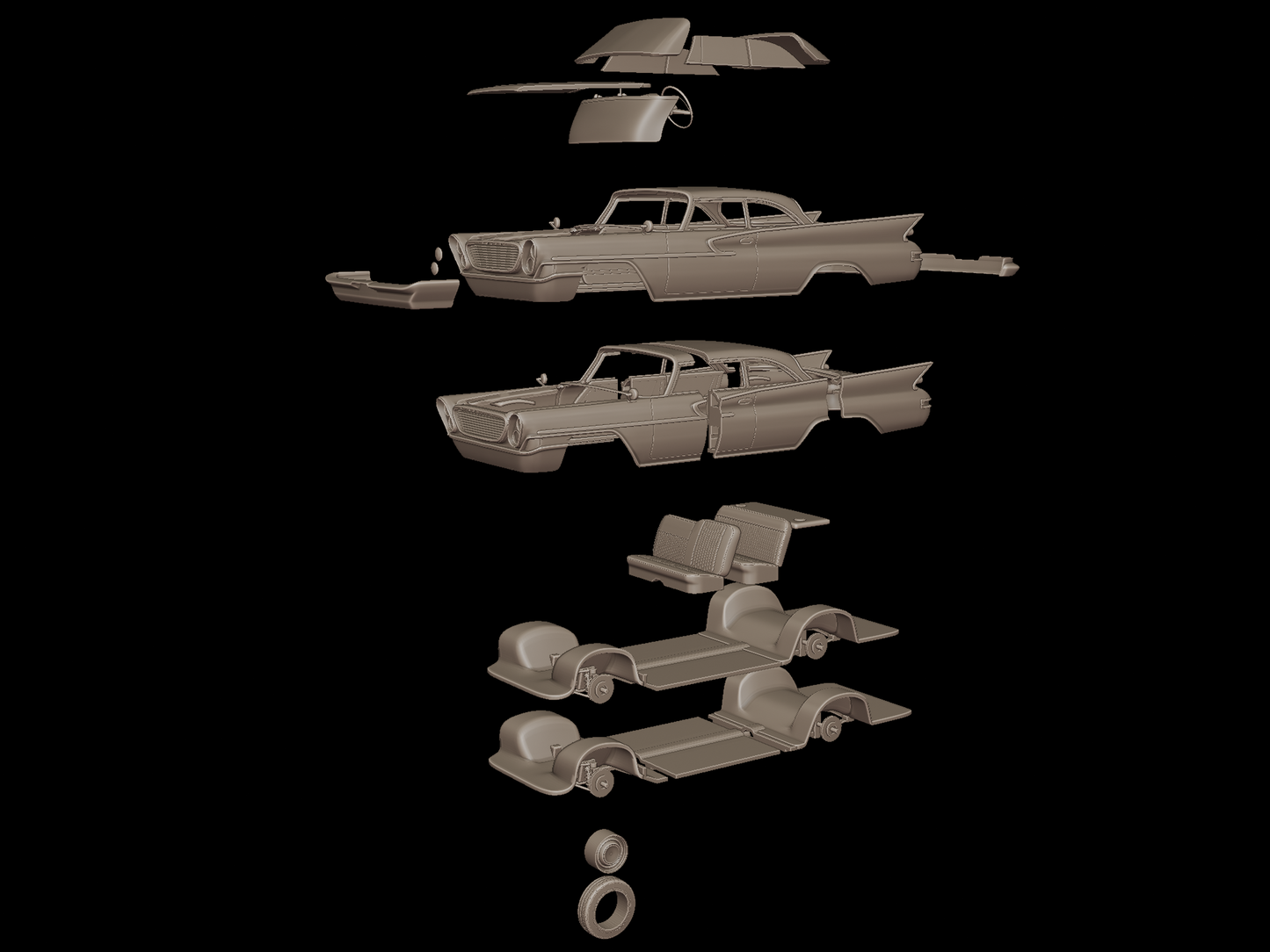 chrysler newport hardtop sedan 2 doors 1961 3d print model