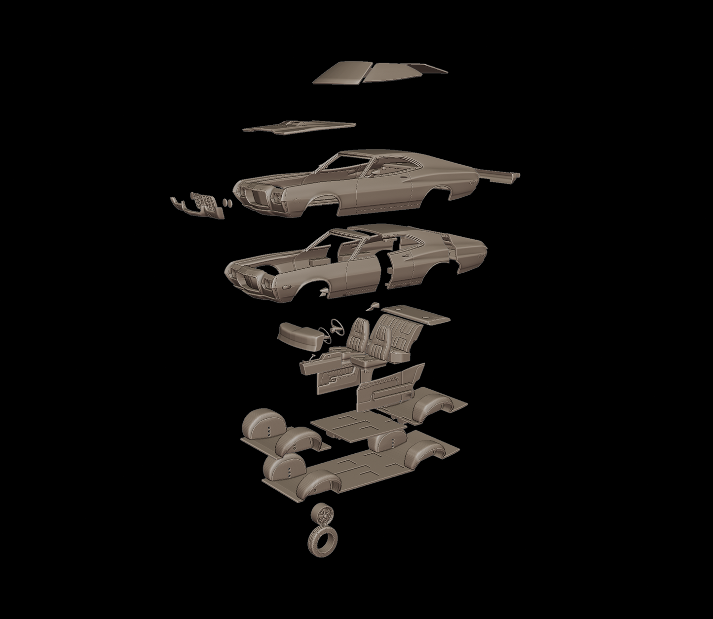 1972 Ford Gran Torino Sport 3D PRINT MODEL