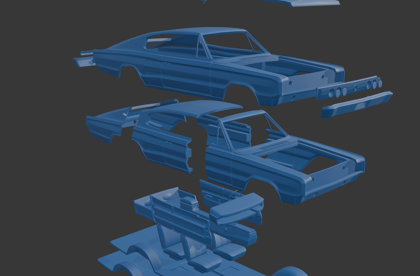 STL FILE Dodge Charger RTF9 1966 3D PRINT MODEL - ARTISTIT