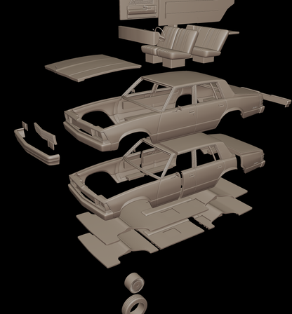 STL FILE chevrolet malibu classic 1980 four doors 3d print model - ARTISTIT