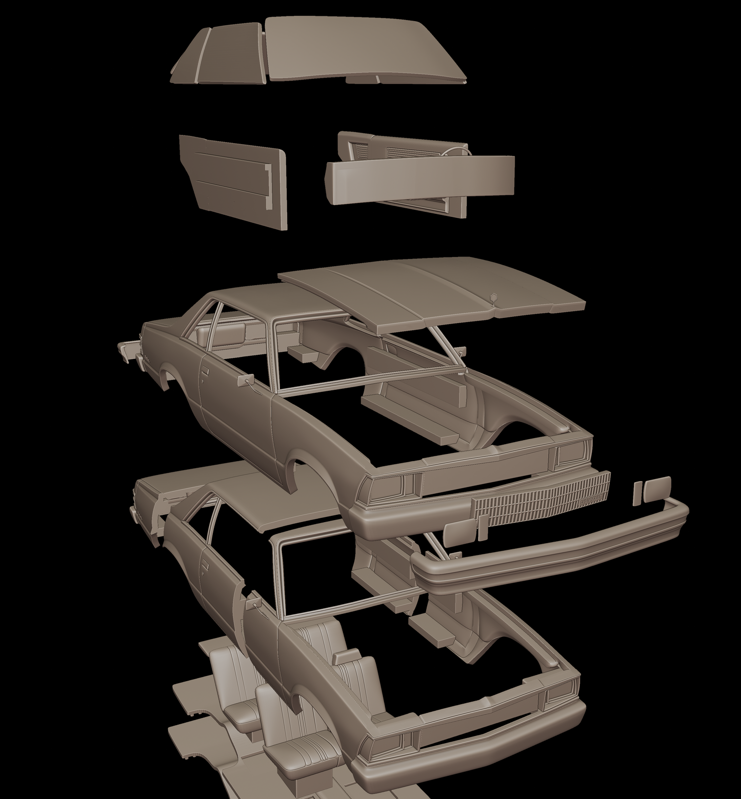 chevrolet malibu classic 1980 two doors 3d print model