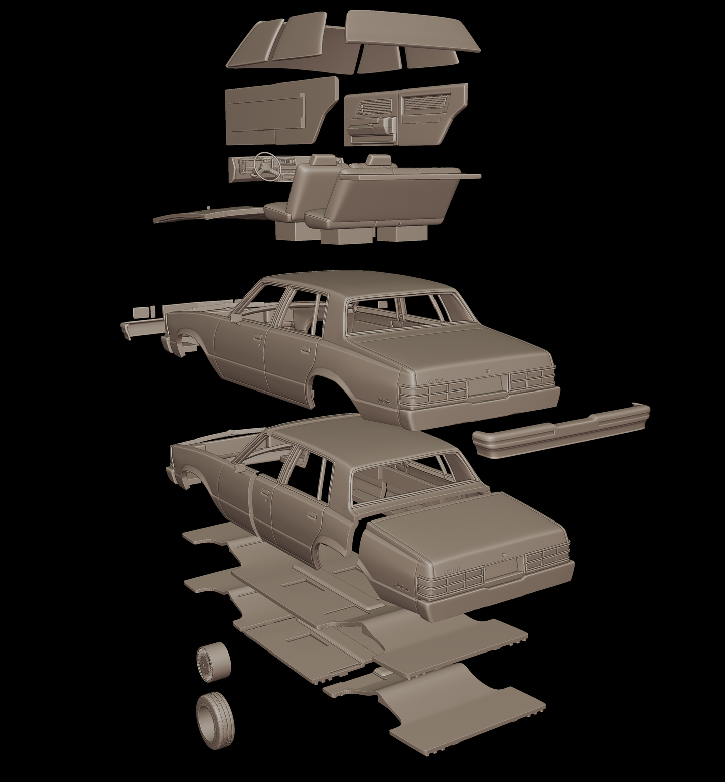 chevrolet malibu classic 1980 four doors 3d print model