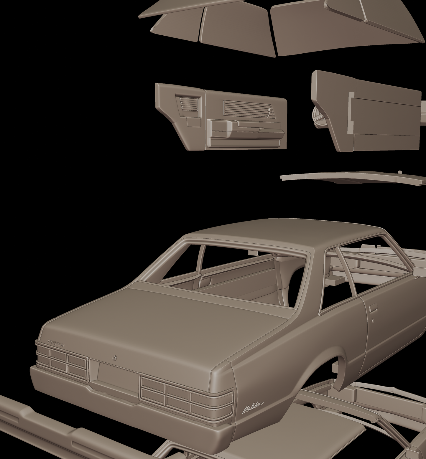 chevrolet malibu classic 1980 two doors 3d print model