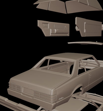 STL FILE chevrolet malibu classic 1980 two doors 3d print model - ARTISTIT