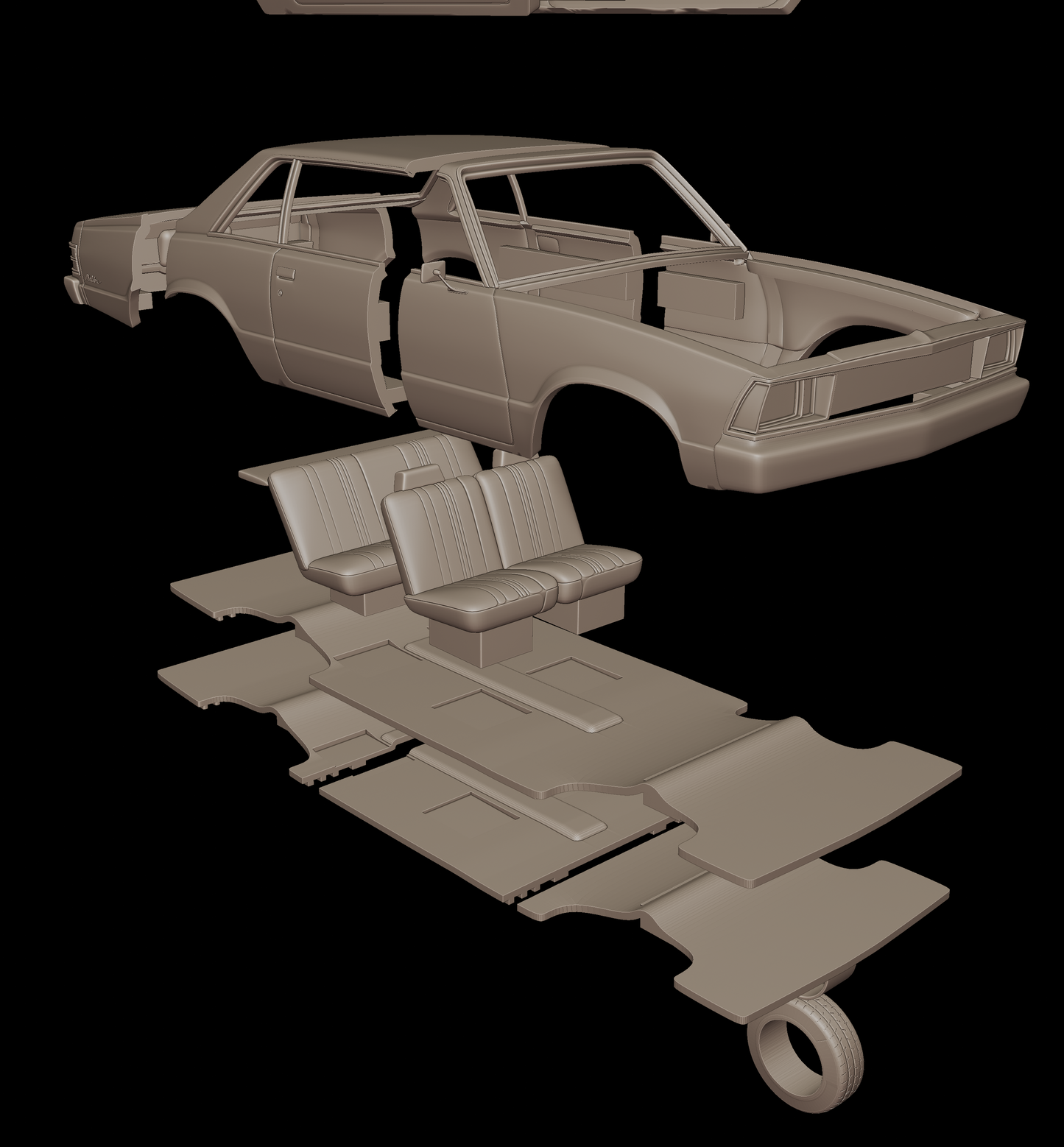 chevrolet malibu classic 1980 two doors 3d print model