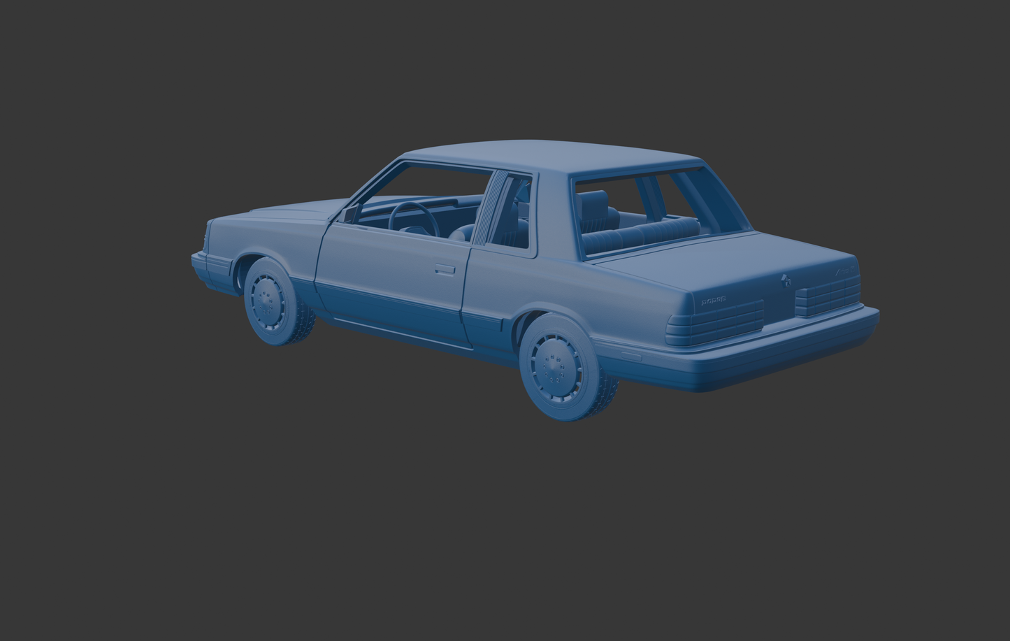 Dodge Aries K Sedan 1988 two doors 3D PRINT MODEL