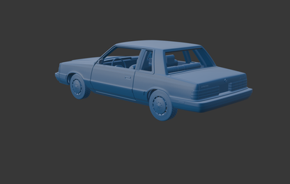 Dodge Aries K Sedan 1988 two doors 3D PRINT MODEL