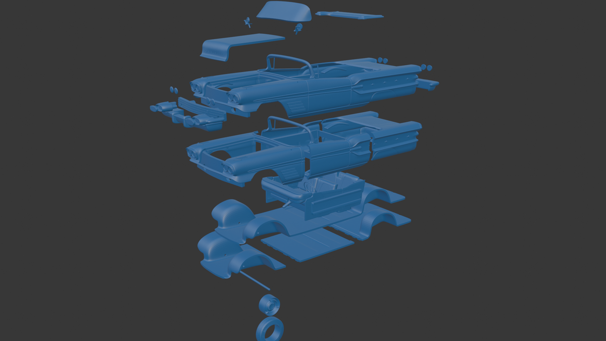 Pontiac Bonneville convertible 1958 3D PRINT MODEL