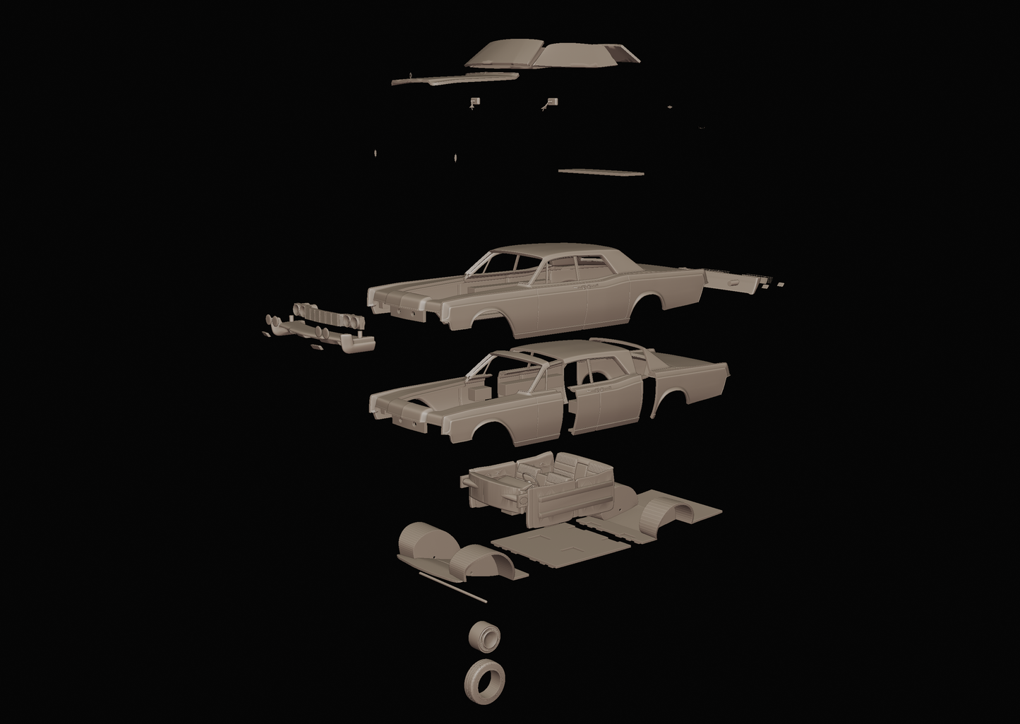 STL FILE Lincoln Continental 1968 3d print model - ARTISTIT