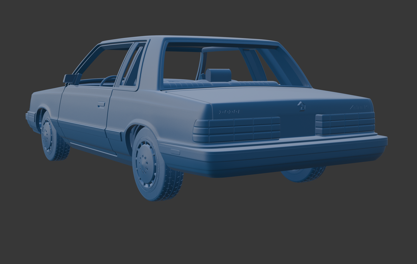 Dodge Aries K Sedan 1988 two doors 3D PRINT MODEL