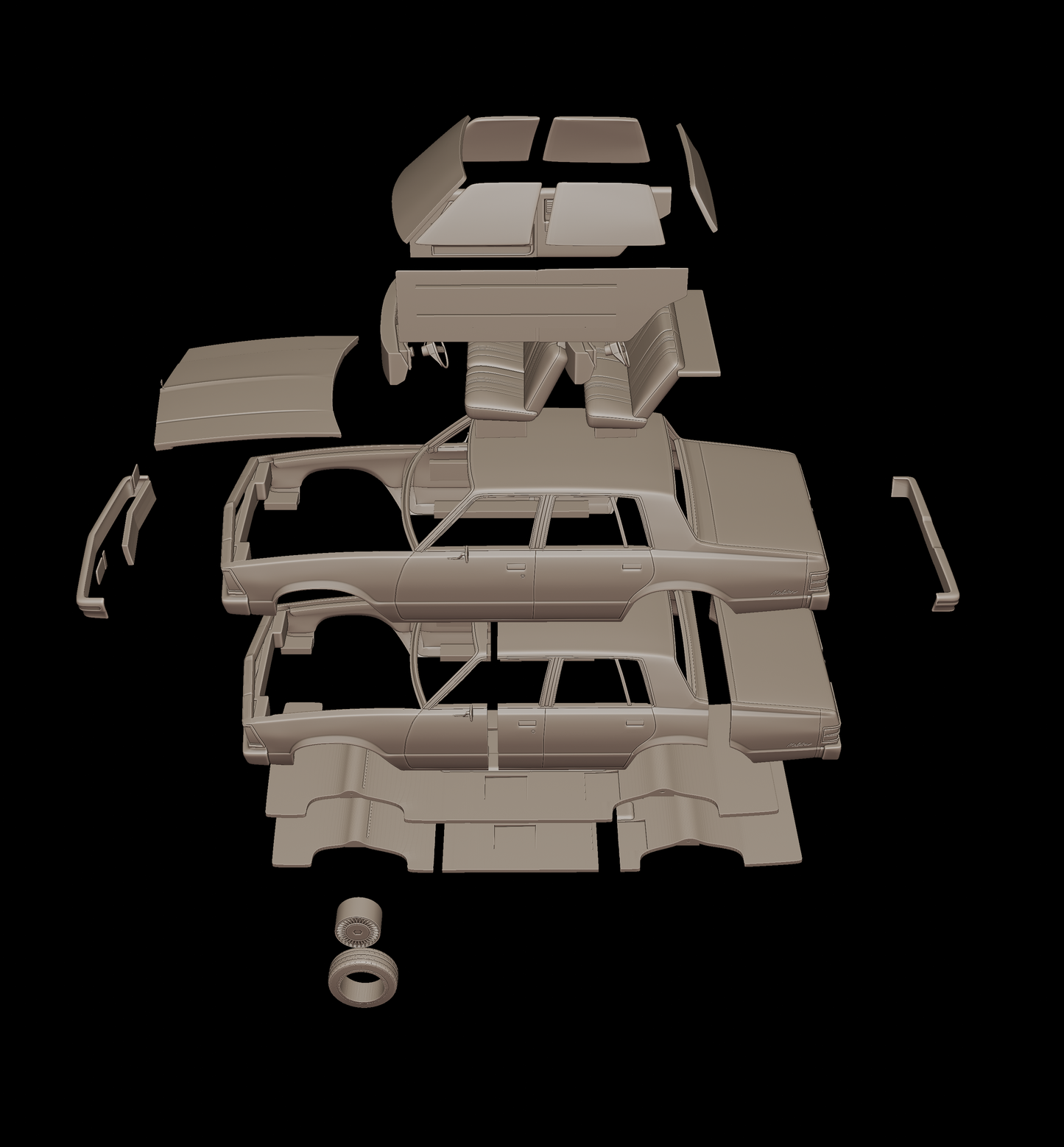 chevrolet malibu classic 1980 four doors 3d print model