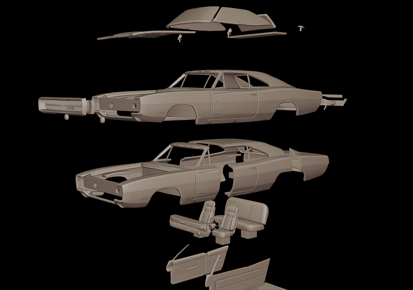dodge charger 440 R/T 1970 3D PRINT MODEL