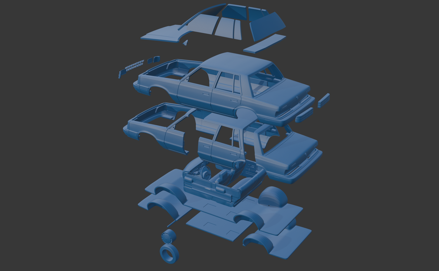 Dodge Aries K Sedan 1988 FOUR DOORS 3D PRINT MODEL