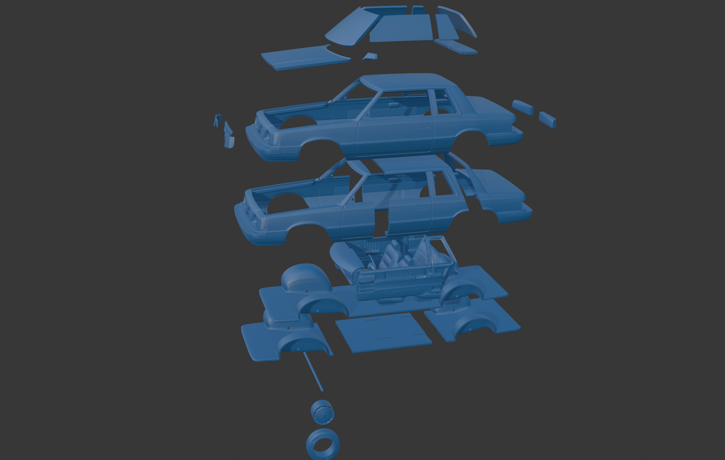 Dodge Aries K Sedan 1988 two doors 3D PRINT MODEL