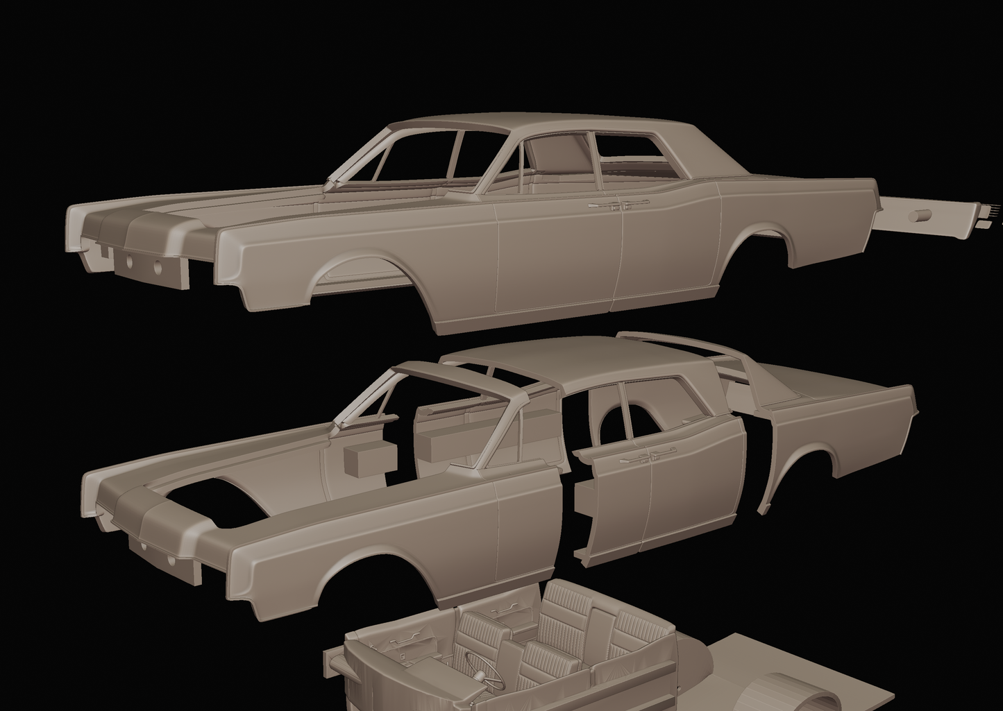 STL FILE Lincoln Continental 1968 3d print model - ARTISTIT