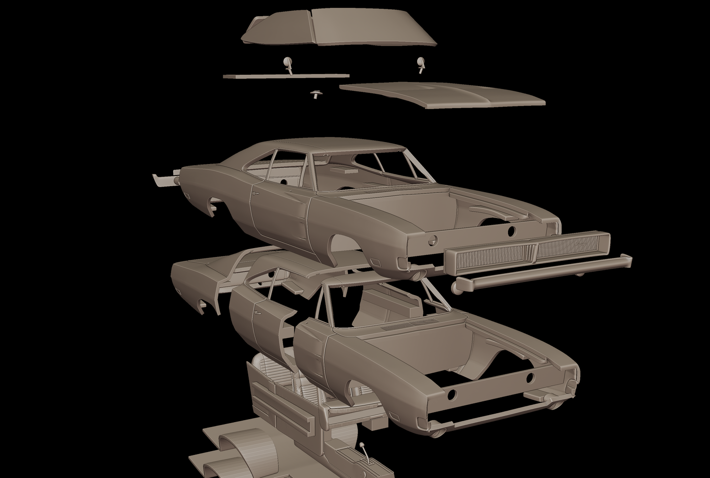 DODGE Charger RT 1969 3D PRINT MODEL