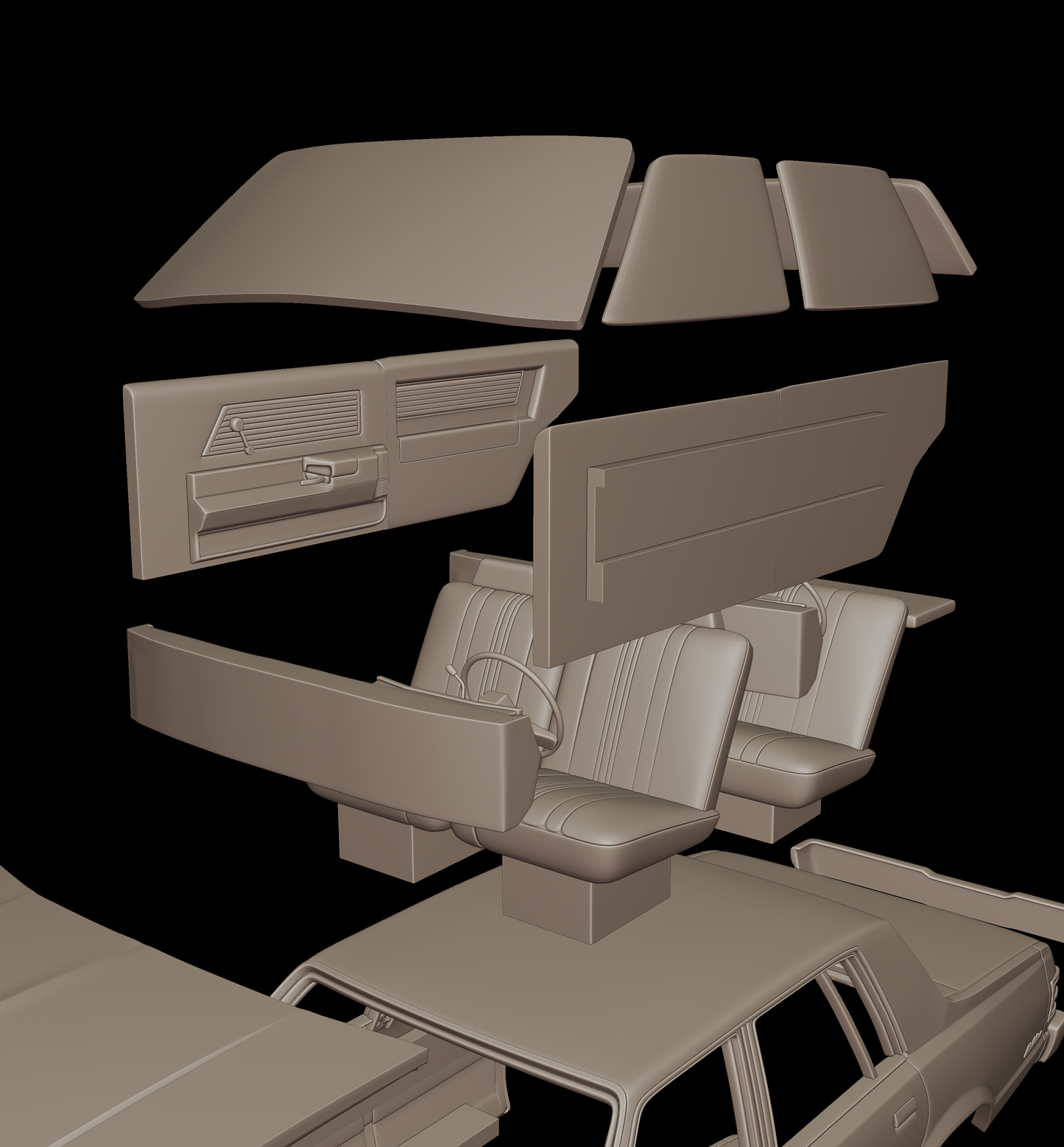 chevrolet malibu classic 1980 four doors 3d print model