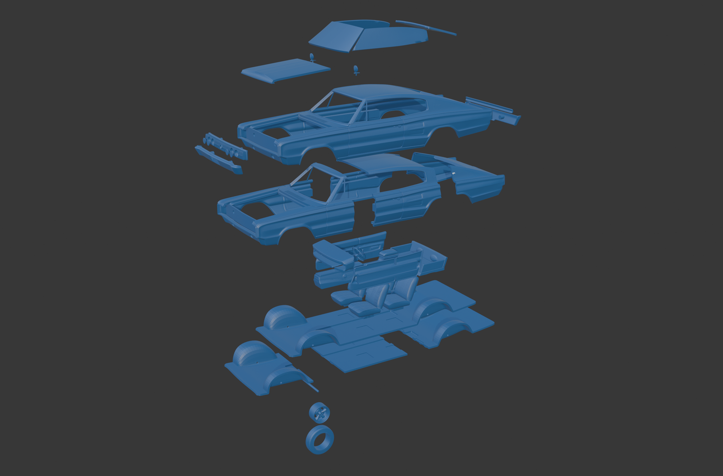 STL FILE Dodge Charger RTF9 1966 3D PRINT MODEL - ARTISTIT