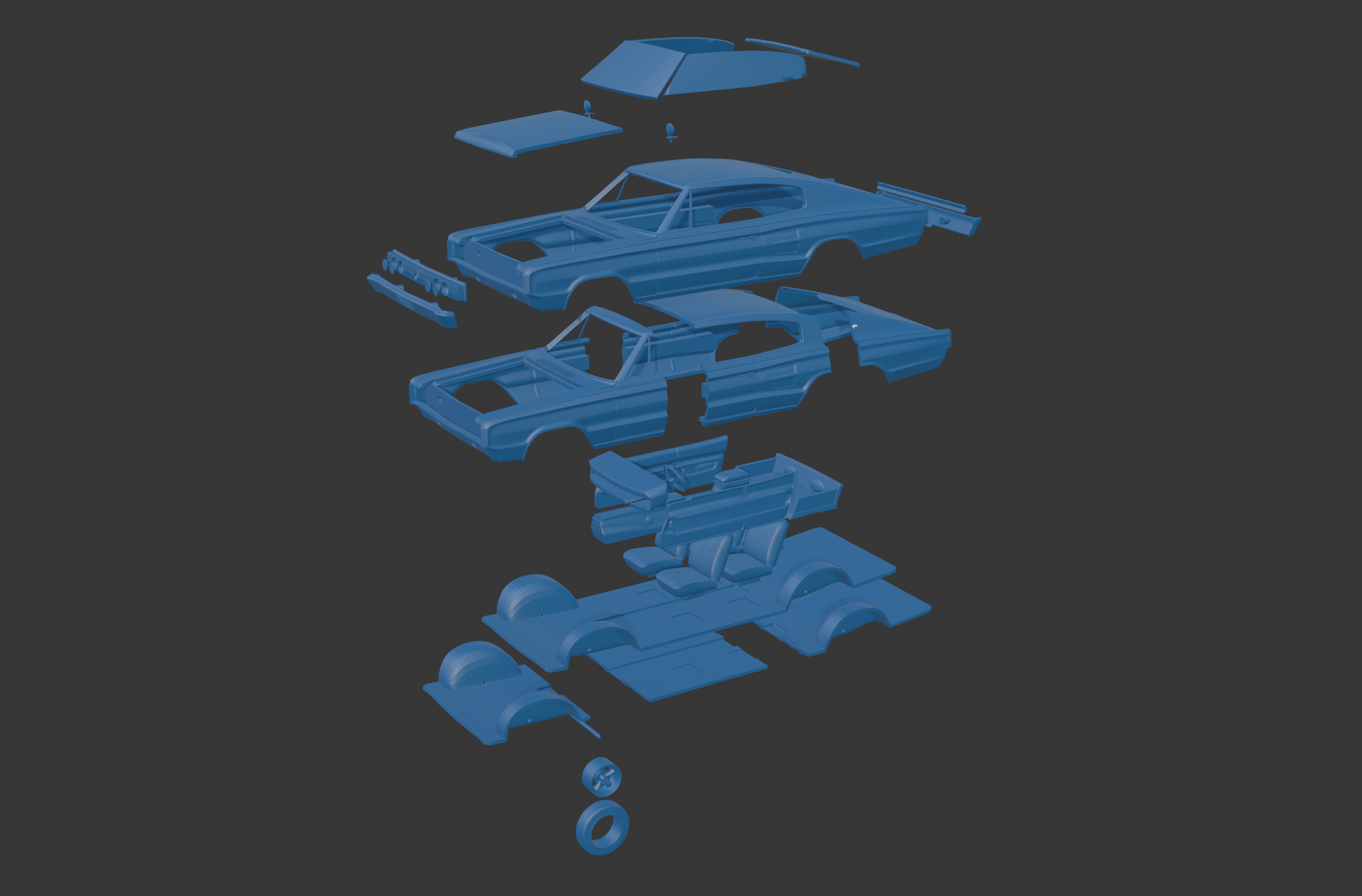 STL FILE Dodge Charger RTF9 1966 3D PRINT MODEL - ARTISTIT