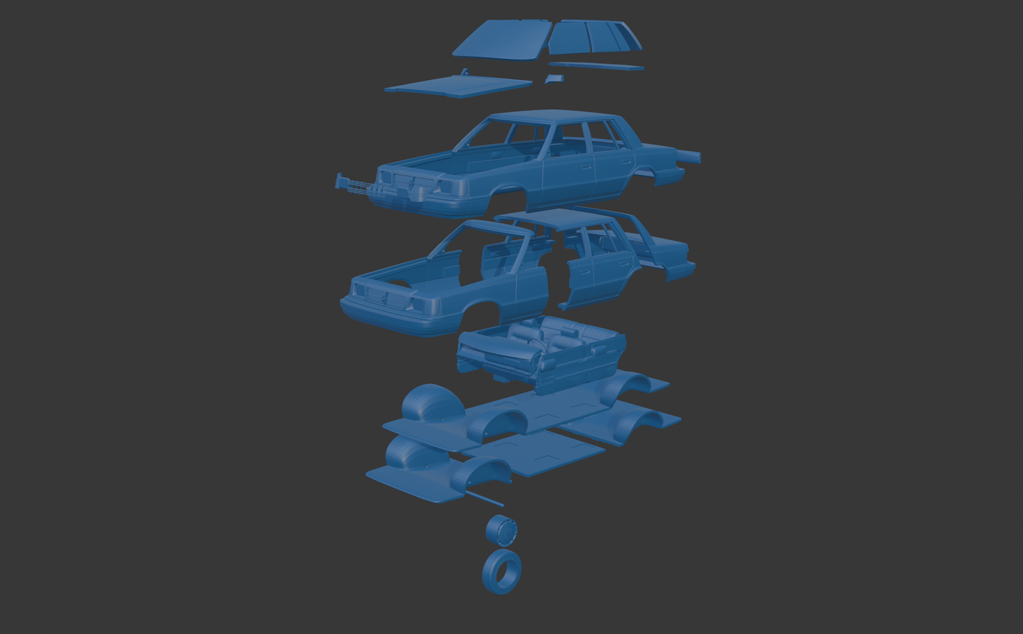 Dodge Aries K Sedan 1988 FOUR DOORS 3D PRINT MODEL