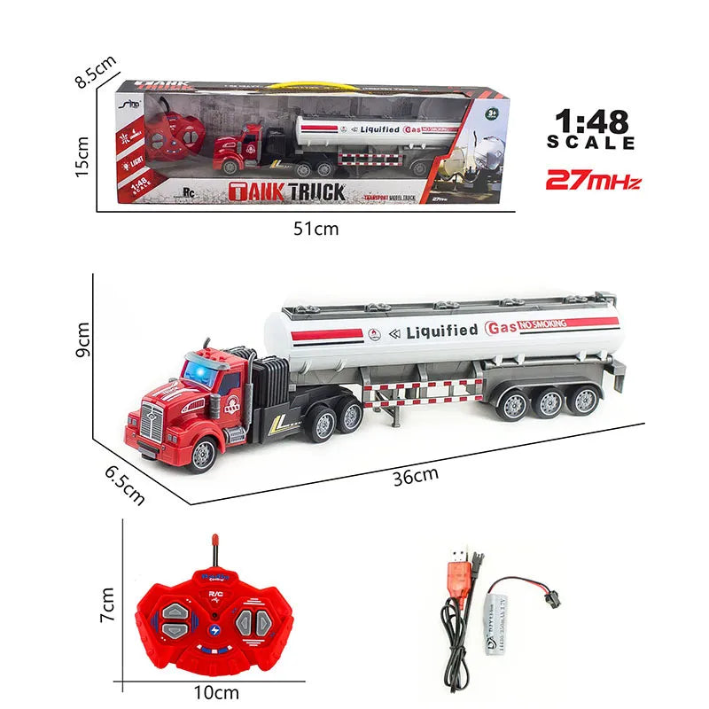 1/48 Scale RC Truck - Heavy-Duty Remote Control Semi-Trailer Construction Electric Truck with Big Dump Trailer - Toy Cars and Trucks for Boys - Perfect Gift for Adventure Enthusiasts