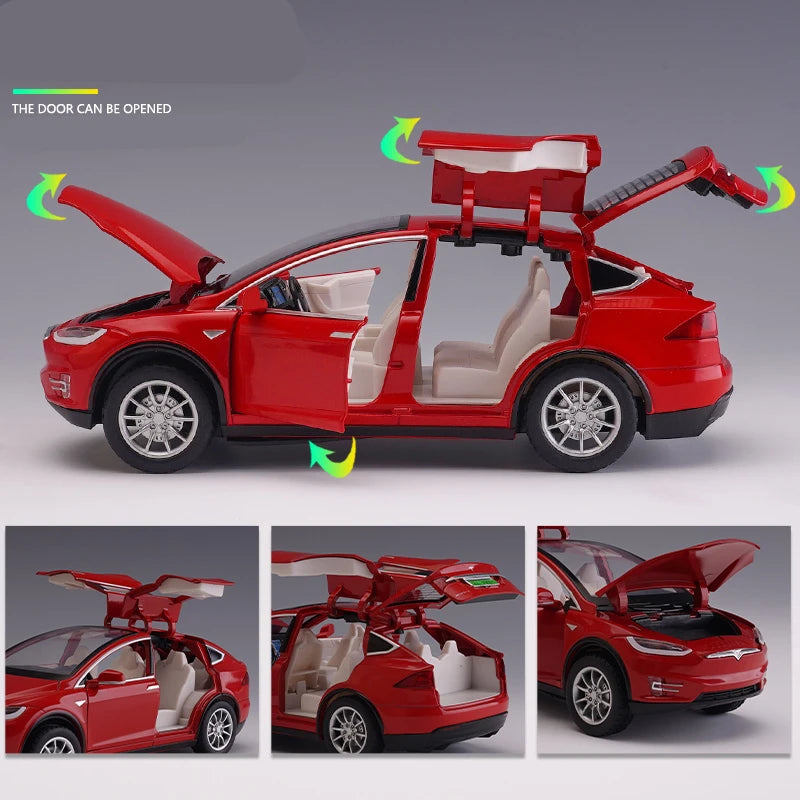 1:32 Scale Tesla Model X Model S Diecast Metal Alloy Car Model - Realistic Simulation with Sound and Light Effects, Perfect Toy Vehicles for Children's Gifts and Collectors' Collections!