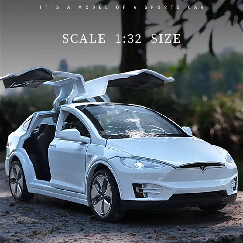 1:32 Scale Tesla Model X Model S Diecast Metal Alloy Car Model - Realistic Simulation with Sound and Light Effects, Perfect Toy Vehicles for Children's Gifts and Collectors' Collections!
