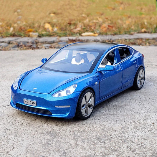 1/32 Tesla Model 3 Alloy Car Model - Diecasts Electric New Energy Boy Vehicle - Metal Toy with Sound and Light - Ideal Presents for Kid Children