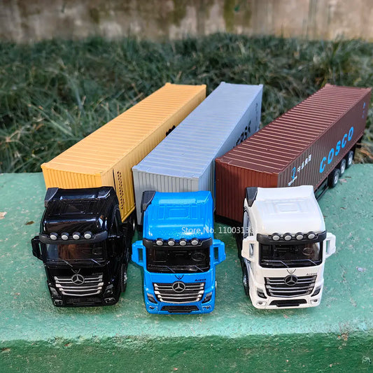 "1:50 Scale Large Diecast Alloy Truck Car Model - Container Toy with Simulation, Pull Back, Sound, and Light - Realistic Transport Vehicle Model - Perfect Boy Toy Gift"