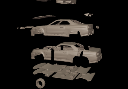 STL FILE 2002 NISSAN SKYLINE R 34 3D PRINT MODEL - ARTISTIT
