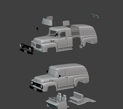 STL FILE 1956 Ford F100 Panel Truck - ARTISTIT